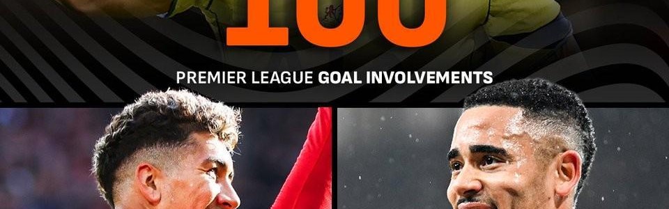 开云体育-里沙利松英超生涯已参与100球，成巴西球员第三人